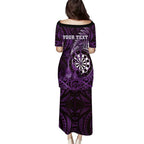 Personalised New Zealand Darts Puletasi Maori Koru Dartboard Purple Flame