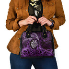 New Zealand Darts Shoulder Handbag Maori Koru Dartboard Purple Flame