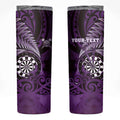 Personalised New Zealand Darts Skinny Tumbler Maori Koru Dartboard Purple Flame