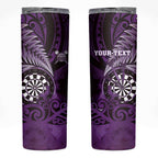 Personalised New Zealand Darts Skinny Tumbler Maori Koru Dartboard Purple Flame