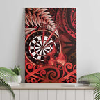 New Zealand Darts Canvas Wall Art Maori Koru Dartboard Red Flame
