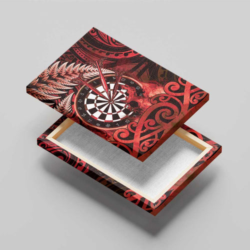 New Zealand Darts Canvas Wall Art Maori Koru Dartboard Red Flame