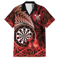 Personalised New Zealand Darts Family Matching Summer Maxi Dress and Hawaiian Shirt Maori Koru Dartboard Red Flame