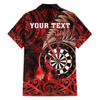 Personalised New Zealand Darts Hawaiian Shirt Maori Koru Dartboard Red Flame
