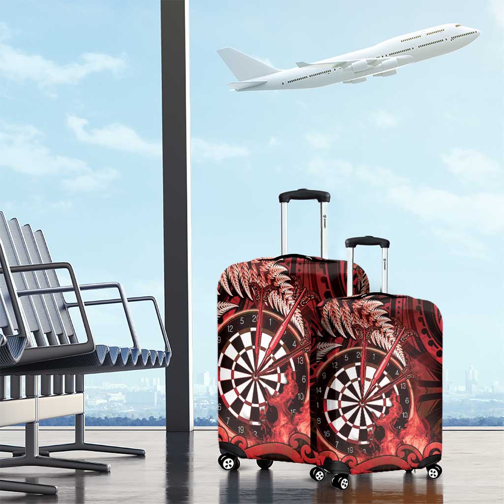 New Zealand Darts Luggage Cover Maori Koru Dartboard Red Flame