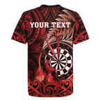 Personalised New Zealand Darts Rugby Jersey Maori Koru Dartboard Red Flame