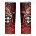 Personalised New Zealand Darts Skinny Tumbler Maori Koru Dartboard Red Flame
