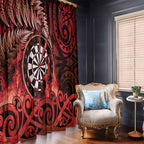 New Zealand Darts Window Curtain Maori Koru Dartboard Red Flame