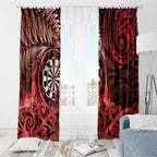 New Zealand Darts Window Curtain Maori Koru Dartboard Red Flame