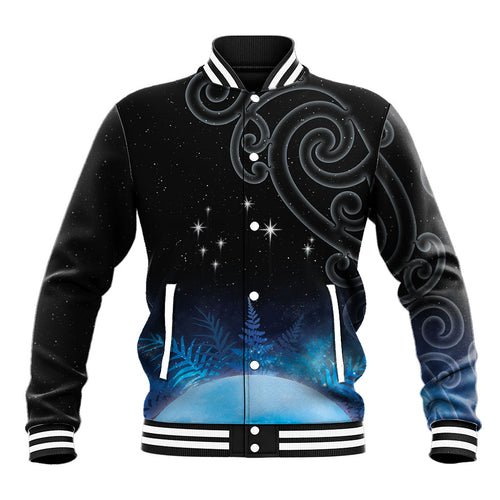New Zealand Matariki Baseball Jacket Pleiades Star Cluster Blue Galaxy