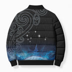 New Zealand Matariki Bomber Puffer Jacket Pleiades Star Cluster Blue Galaxy