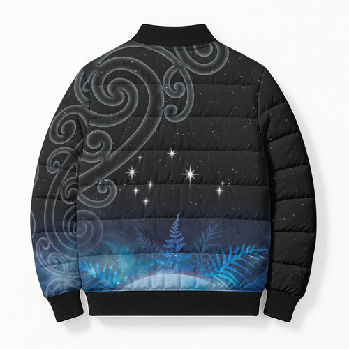 New Zealand Matariki Bomber Puffer Jacket Pleiades Star Cluster Blue Galaxy