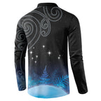 New Zealand Matariki Button Sweatshirt Pleiades Star Cluster Blue Galaxy