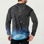 New Zealand Matariki Button Sweatshirt Pleiades Star Cluster Blue Galaxy