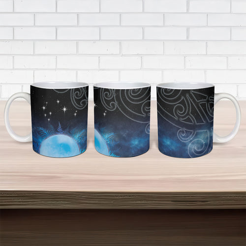 New Zealand Matariki Ceramic Mug Pleiades Star Cluster Blue Galaxy