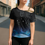 New Zealand Matariki Cross Shoulder Shirt Pleiades Star Cluster Blue Galaxy
