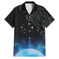 New Zealand Matariki Family Matching Off Shoulder Maxi Dress and Hawaiian Shirt Pleiades Star Cluster Blue Galaxy
