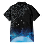 New Zealand Matariki Family Matching Off Shoulder Short Dress and Hawaiian Shirt Pleiades Star Cluster Blue Galaxy