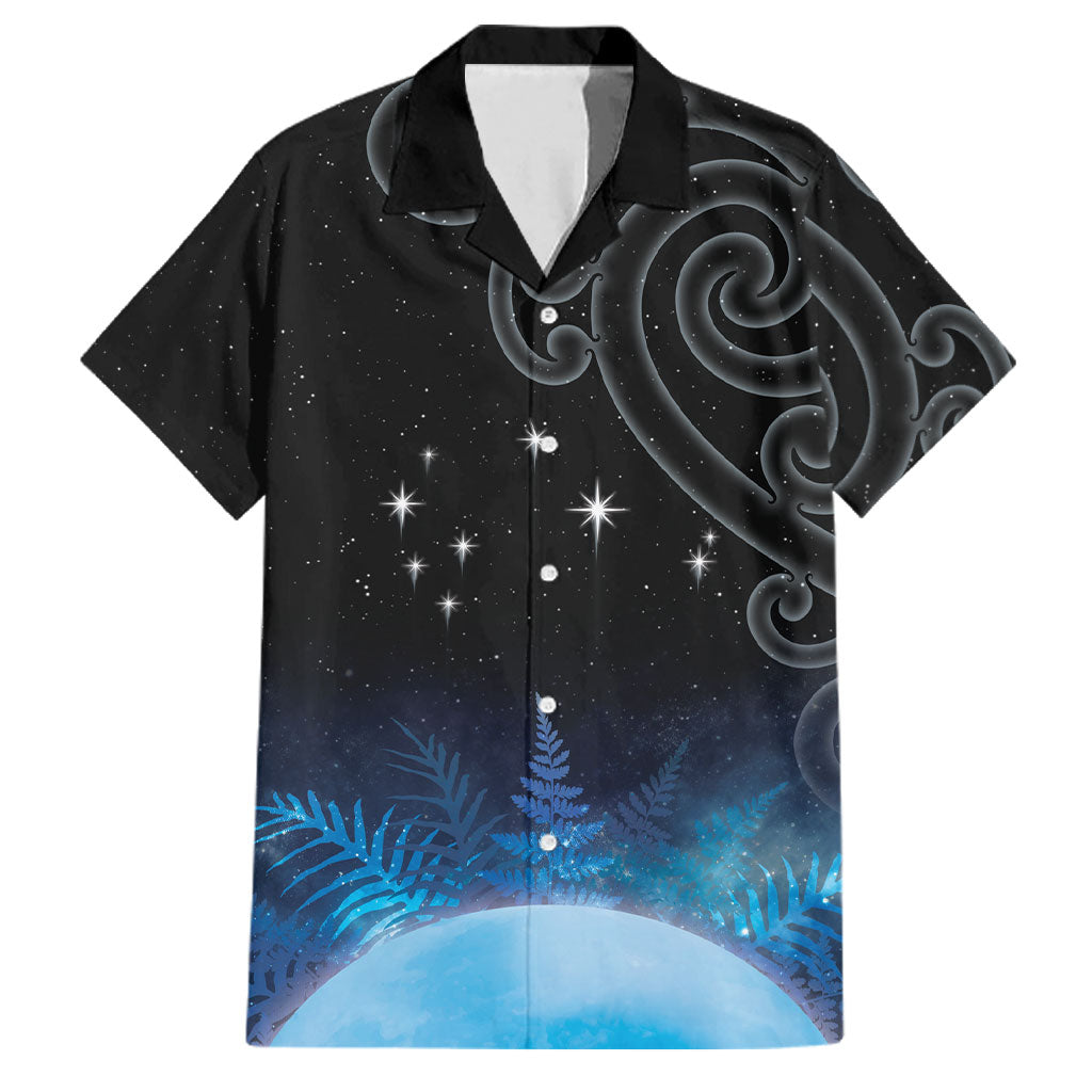 New Zealand Matariki Family Matching Summer Maxi Dress and Hawaiian Shirt Pleiades Star Cluster Blue Galaxy
