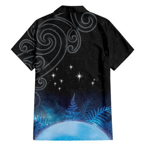 New Zealand Matariki Family Matching Summer Maxi Dress and Hawaiian Shirt Pleiades Star Cluster Blue Galaxy