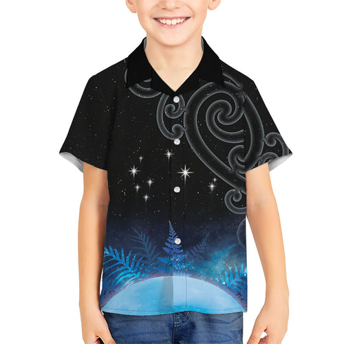 New Zealand Matariki Family Matching Summer Maxi Dress and Hawaiian Shirt Pleiades Star Cluster Blue Galaxy