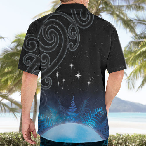 New Zealand Matariki Hawaiian Shirt Pleiades Star Cluster Blue Galaxy