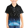 New Zealand Matariki Kid Hawaiian Shirt Pleiades Star Cluster Blue Galaxy