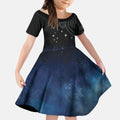 New Zealand Matariki Kid Short Sleeve Dress Pleiades Star Cluster Blue Galaxy