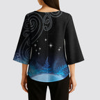 New Zealand Matariki Kimono Sleeve Blouse Pleiades Star Cluster Blue Galaxy