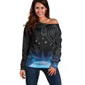 New Zealand Matariki Off Shoulder Sweater Pleiades Star Cluster Blue Galaxy