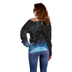 New Zealand Matariki Off Shoulder Sweater Pleiades Star Cluster Blue Galaxy