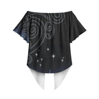 New Zealand Matariki Off Shoulder Wrap Waist Top Pleiades Star Cluster Blue Galaxy
