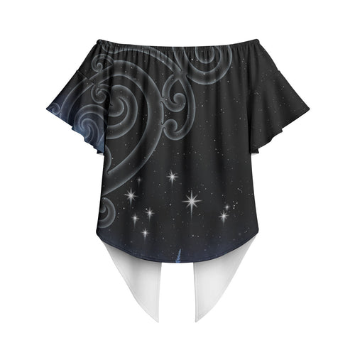 New Zealand Matariki Off Shoulder Wrap Waist Top Pleiades Star Cluster Blue Galaxy