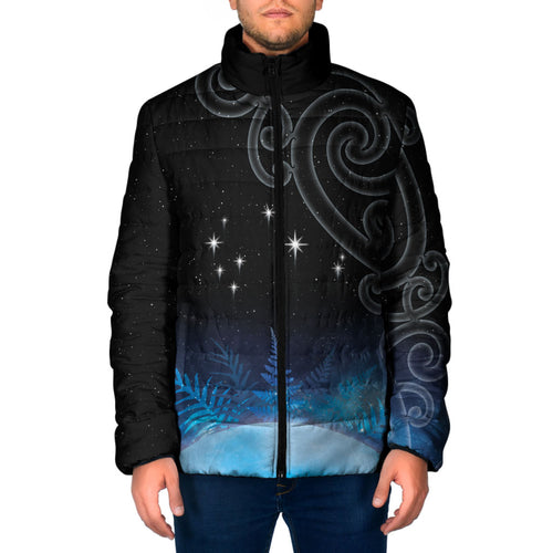 New Zealand Matariki Padded Jacket Pleiades Star Cluster Blue Galaxy