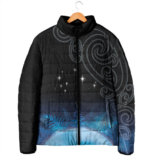 New Zealand Matariki Padded Jacket Pleiades Star Cluster Blue Galaxy