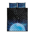 New Zealand Matariki Quilt Bed Set Pleiades Star Cluster Blue Galaxy