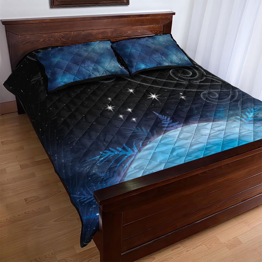 New Zealand Matariki Quilt Bed Set Pleiades Star Cluster Blue Galaxy