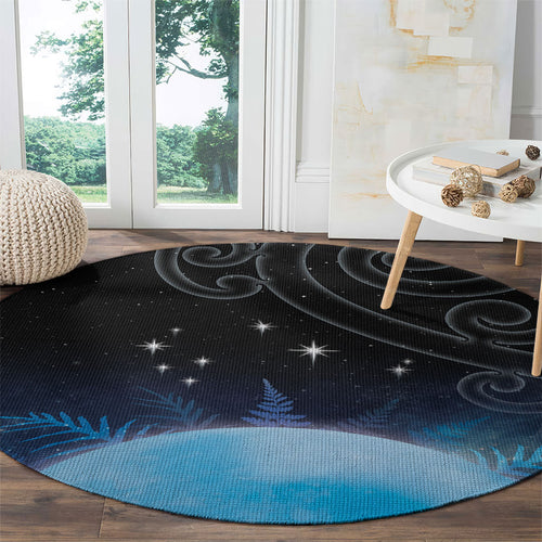 New Zealand Matariki Round Carpet Pleiades Star Cluster Blue Galaxy