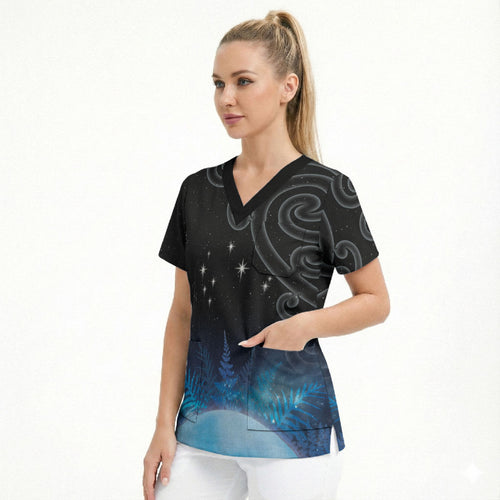New Zealand Matariki Scrub Top Pleiades Star Cluster Blue Galaxy