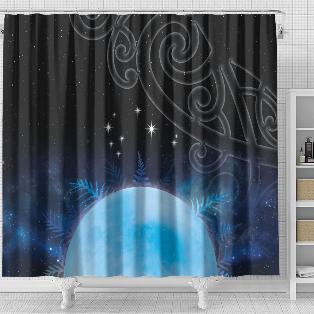 New Zealand Matariki Shower Curtain Pleiades Star Cluster Blue Galaxy
