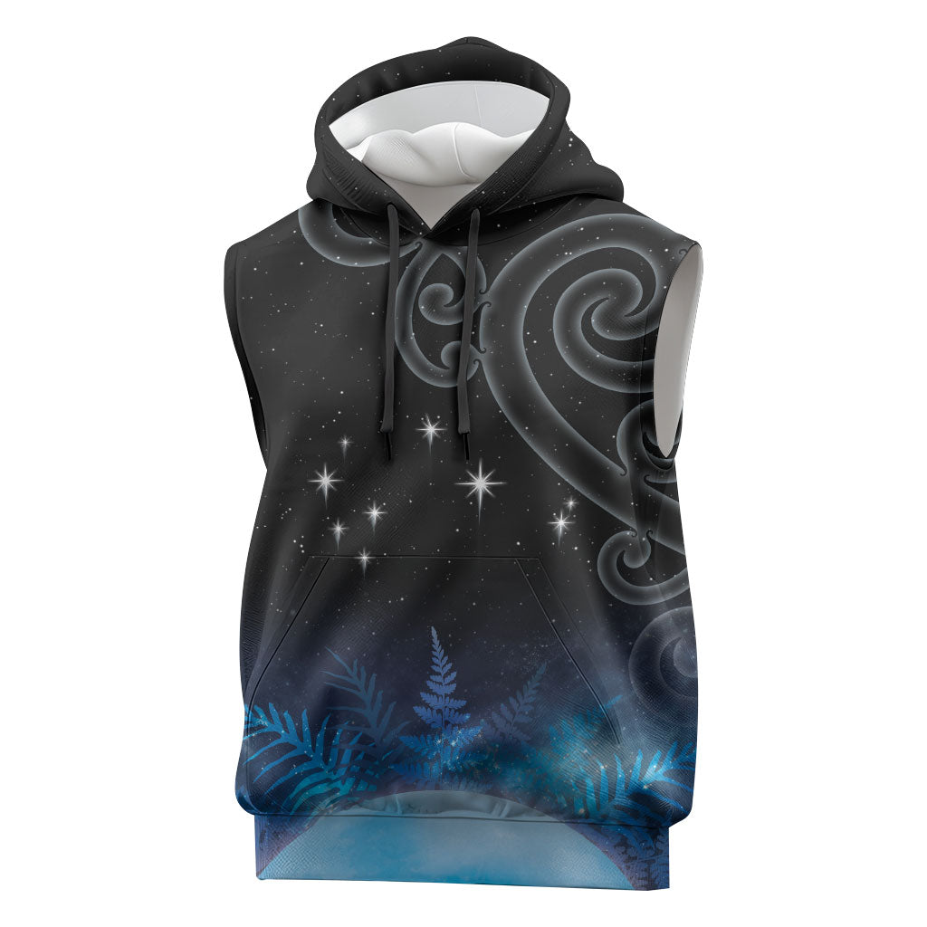 New Zealand Matariki Sleeveless Hoodie Pleiades Star Cluster Blue Galaxy