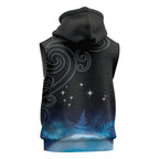 New Zealand Matariki Sleeveless Hoodie Pleiades Star Cluster Blue Galaxy