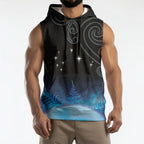 New Zealand Matariki Sleeveless Hoodie Pleiades Star Cluster Blue Galaxy