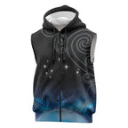 New Zealand Matariki Sleeveless Zip Hoodie Pleiades Star Cluster Blue Galaxy