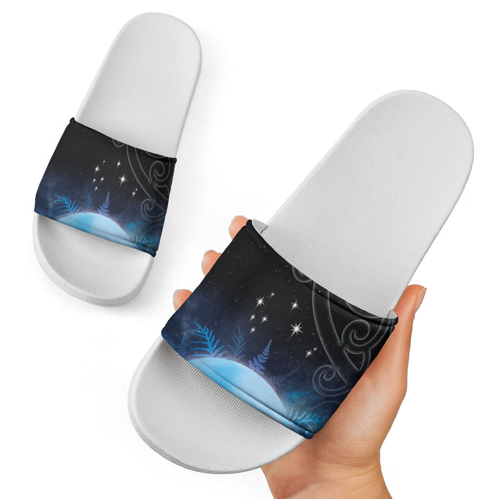 New Zealand Matariki Slide Sandals Pleiades Star Cluster Blue Galaxy