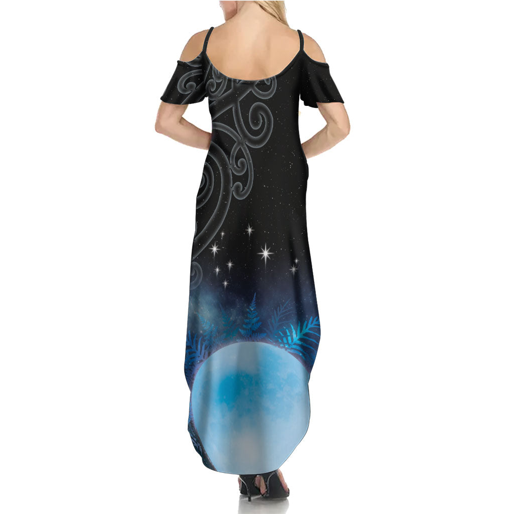 New Zealand Matariki Summer Maxi Dress Pleiades Star Cluster Blue Galaxy