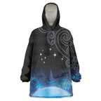 New Zealand Matariki Wearable Blanket Hoodie Pleiades Star Cluster Blue Galaxy