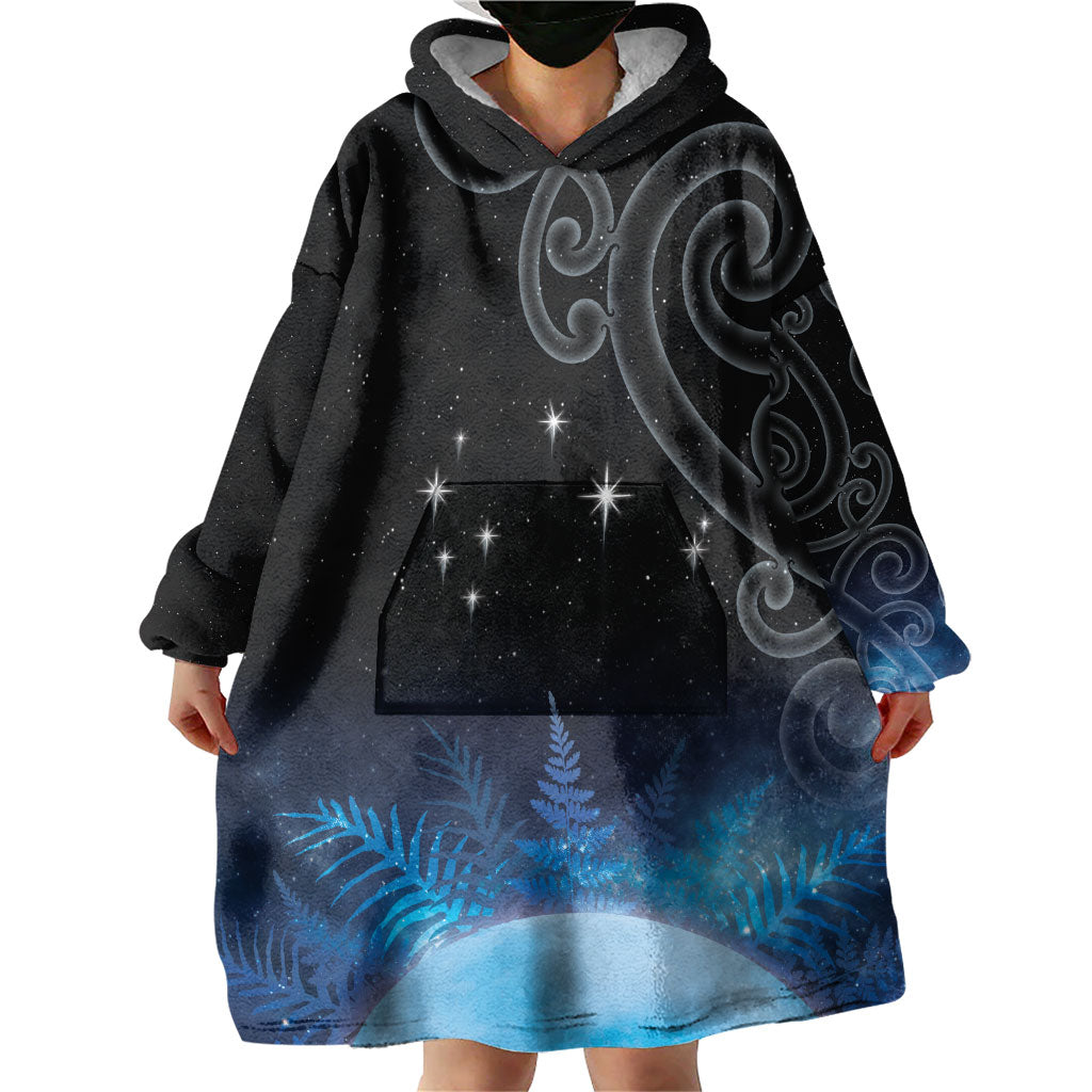 New Zealand Matariki Wearable Blanket Hoodie Pleiades Star Cluster Blue Galaxy