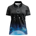 New Zealand Matariki Women Polo Shirt Pleiades Star Cluster Blue Galaxy