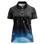 New Zealand Matariki Women Polo Shirt Pleiades Star Cluster Blue Galaxy